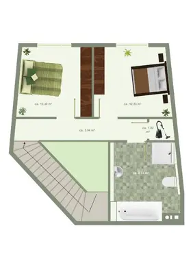 Grundriss der Unterkunft Schöne Gartenwohnung im Seenland