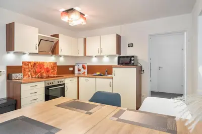 Küche/Küchenzeile in der Unterkunft Ferienwohnung im Naturpark Steinwald