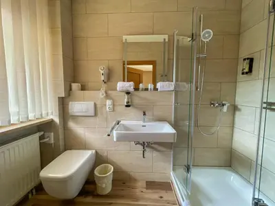 Ein Badezimmer in der Unterkunft Gästehaus Forellenhof