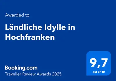 Ein Zertifikat, Auszeichnung, Logo oder anderes Dokument, das in der Unterkunft Ländliche Idylle in Hochfranken ausgestellt ist
