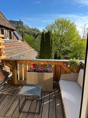 Ein Balkon oder eine Terrasse in der Unterkunft Super Lodge Kulmbach