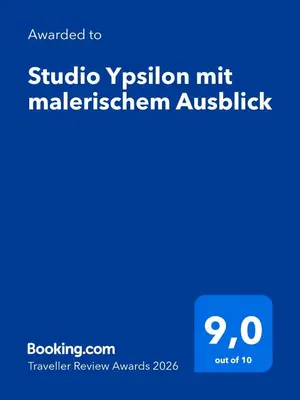 Ein Zertifikat, Auszeichnung, Logo oder anderes Dokument, das in der Unterkunft Studio Ypsilon mit malerischem Ausblick ausgestellt ist