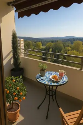 Ein Balkon oder eine Terrasse in der Unterkunft Studio Ypsilon mit malerischem Ausblick