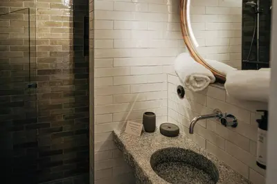 Ein Badezimmer in der Unterkunft Bootshaus Amberg