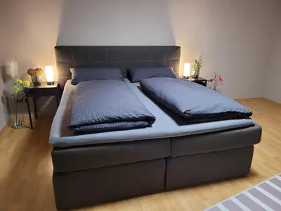 Ein Bett oder Betten in einem Zimmer der Unterkunft Ferienwohnung Seeglück im Oberpfälzer Seenland