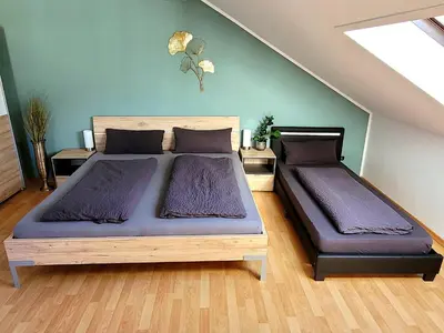 Ein Bett oder Betten in einem Zimmer der Unterkunft Ferienwohnung Seeglück im Oberpfälzer Seenland