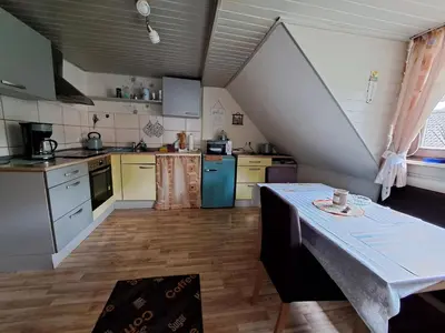 Küche/Küchenzeile in der Unterkunft Ferienwohnung Sonja mit Garten und Freisitz