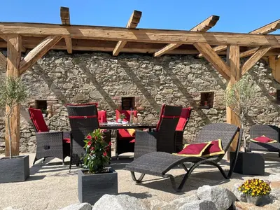 Grundriss der Unterkunft Ferienwohnung im Chaletstil Sonnenidyll 51 qm Wellness Fitness Sauna Bergrödelhof