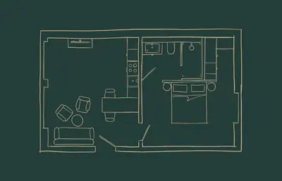 Grundriss der Unterkunft Ferienwohnung im Chaletstil Schlossblick 51 qm Wellness Fitness Sauna Bergrödelhof