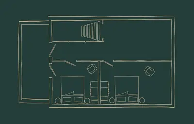 Grundriss der Unterkunft Ferienwohnung im Chaletstil Giebeltraum 115 qm Wellness Fitness Sauna Bergrödelhof
