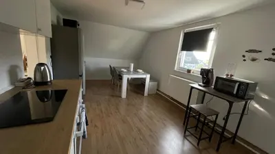 Küche/Küchenzeile in der Unterkunft Modernes Apartment Schwarzenfeld