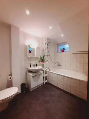 Ein Badezimmer in der Unterkunft Gemütliches Apartment am Gottesberg