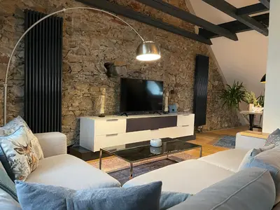 Ein Sitzbereich in der Unterkunft VOH Exklusives Wohnhaus MITTEN in Vohenstrauß, bis 8 Personen!!!