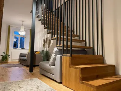 Ein Sitzbereich in der Unterkunft VOH Exklusives Wohnhaus MITTEN in Vohenstrauß, bis 8 Personen!!!