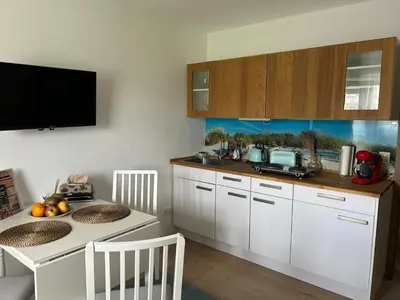 Küche/Küchenzeile in der Unterkunft Ferienwohnung im Fichtelgebirge - nahe der Skipiste mit Balkon & Free Parking