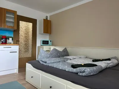 Küche/Küchenzeile in der Unterkunft Ferienwohnung im Fichtelgebirge - nahe der Skipiste mit Balkon & Free Parking