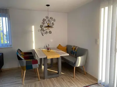 Ein Sitzbereich in der Unterkunft Ferienhaus Am Alten Kirchsteig