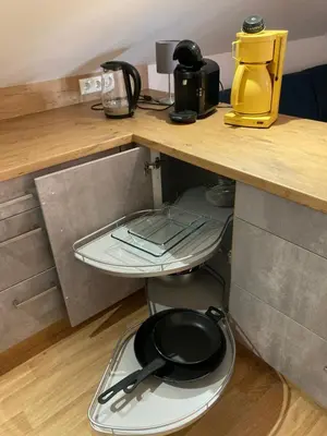 Küche/Küchenzeile in der Unterkunft Körners Ferienwohnung am Fuße des Voithenbergs