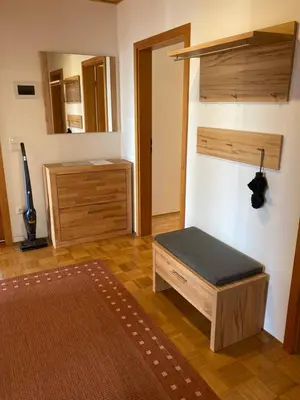 Ein Bett oder Betten in einem Zimmer der Unterkunft Körners Ferienwohnung am Fuße des Voithenbergs