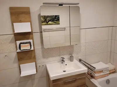 Ein Badezimmer in der Unterkunft Komfort-Ferienwohnung Auf der Eulenburg
