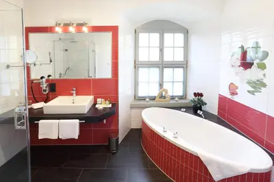 Ein Badezimmer in der Unterkunft Hotel Garni Schloß Schönberg
