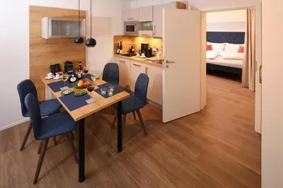 Küche/Küchenzeile in der Unterkunft Aparthotel Minderleins Apart