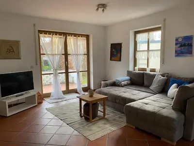 Ein Sitzbereich in der Unterkunft Ferienhaus Brühler