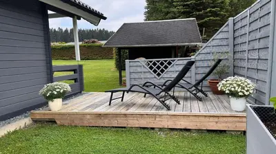 Ein Garten an der Unterkunft Häuslein Waldesruh