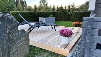 Ein Garten an der Unterkunft Häuslein Waldesruh