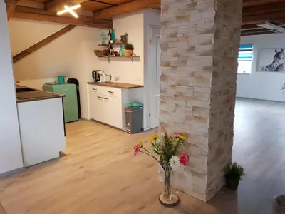 Küche/Küchenzeile in der Unterkunft Monteur Ranch